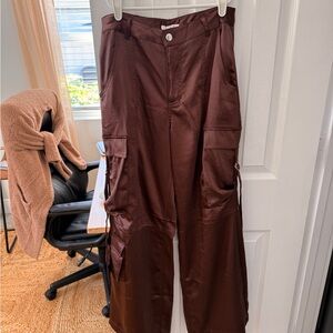 Gianni Bini Rich Brown Satin Trousers